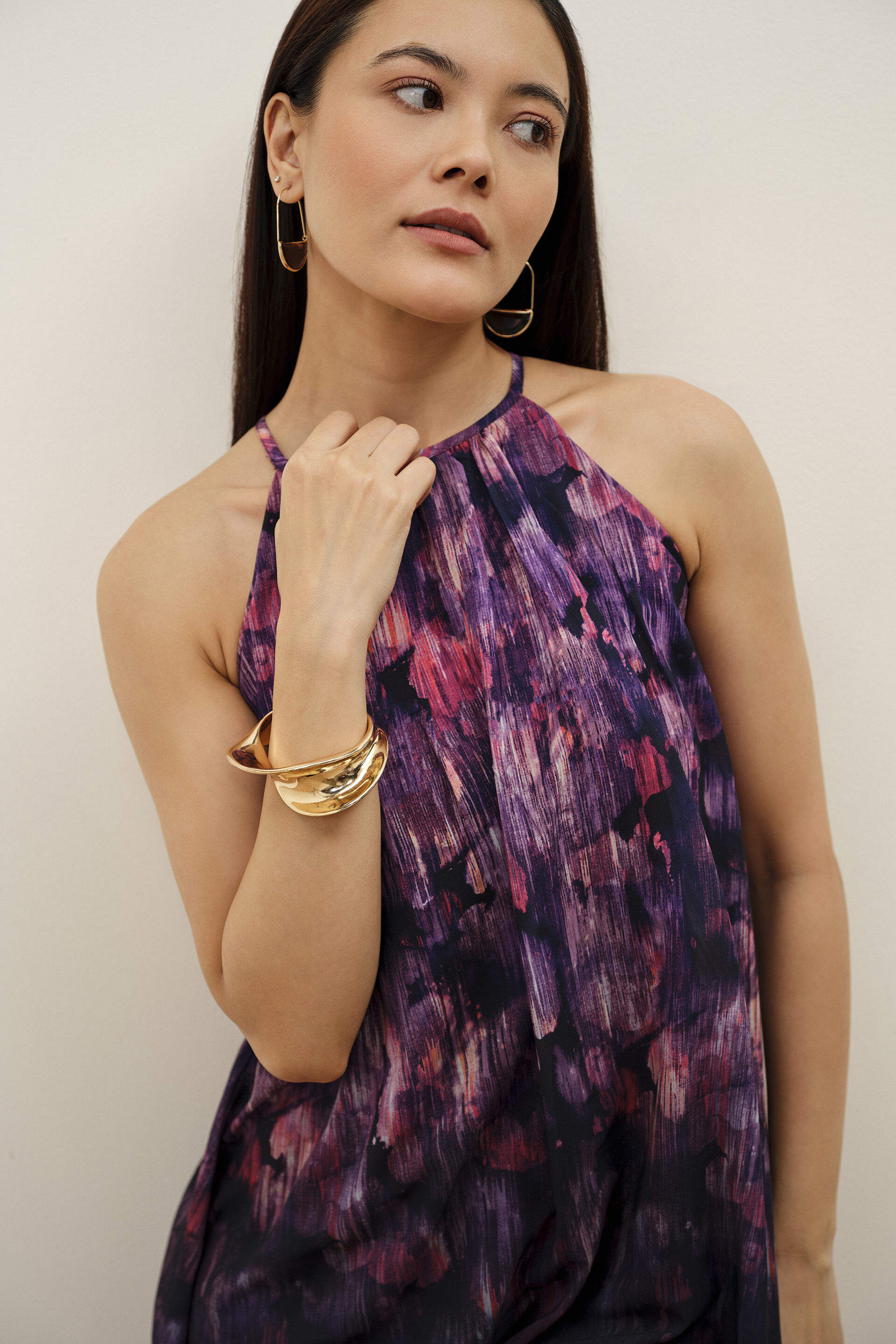 Jan Purple Halter Dress, Purple, image 3
